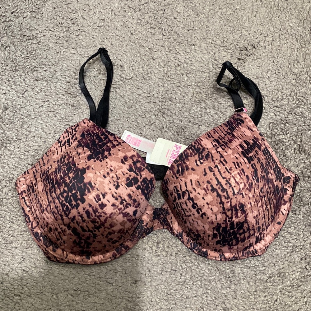 Brown Snakeskin Printed Push Up Victoria Secret PINK Bra 32D